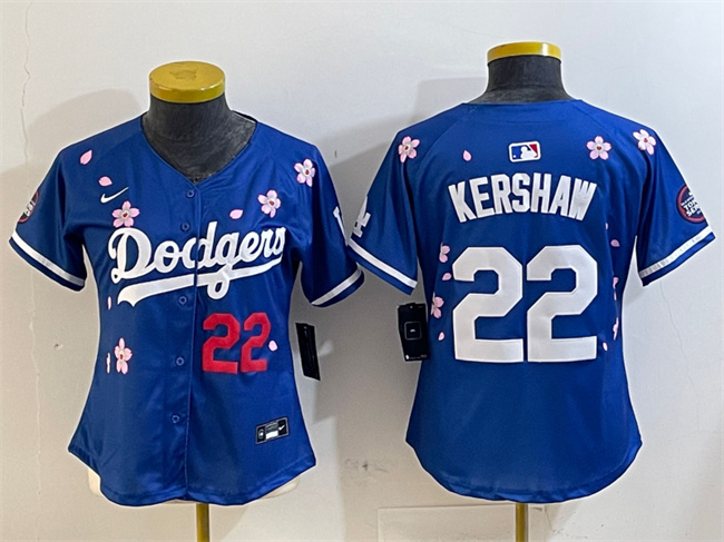 Women's Los Angeles Dodgers #22 Clayton Kershaw Royal 2025 Tokyo Series Limited Stitched Baseball Jersey(Run Small) Women's Los Angeles Dodgers #22 Clayton Kershaw Royal 2025 Tokyo Series Limited Stitched Baseball Jersey(Run Small)